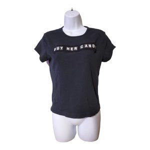 VTG No Boundries Women's L 11/13 Apply Your Own Letters/Words To Black T-Shirt